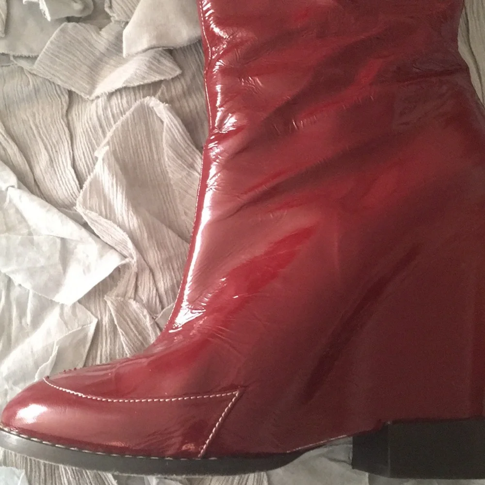 Chloe deep red patent boots 36 wore 3 Times